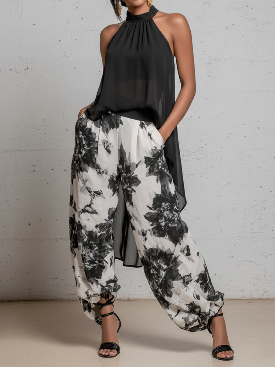 Serena™ | Set Estivo con Top Halter e Pantaloni Stampati