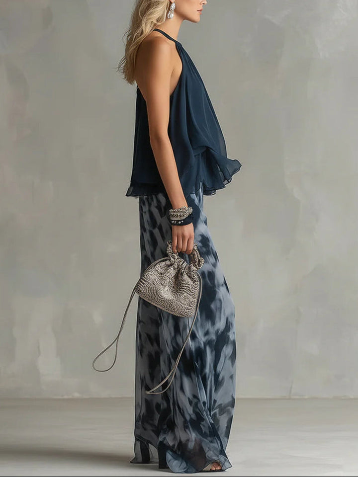 Sofia | Completo con Top all'Americana e Pantaloni a Stampa