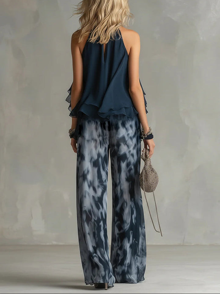 Sofia | Completo con Top all'Americana e Pantaloni a Stampa