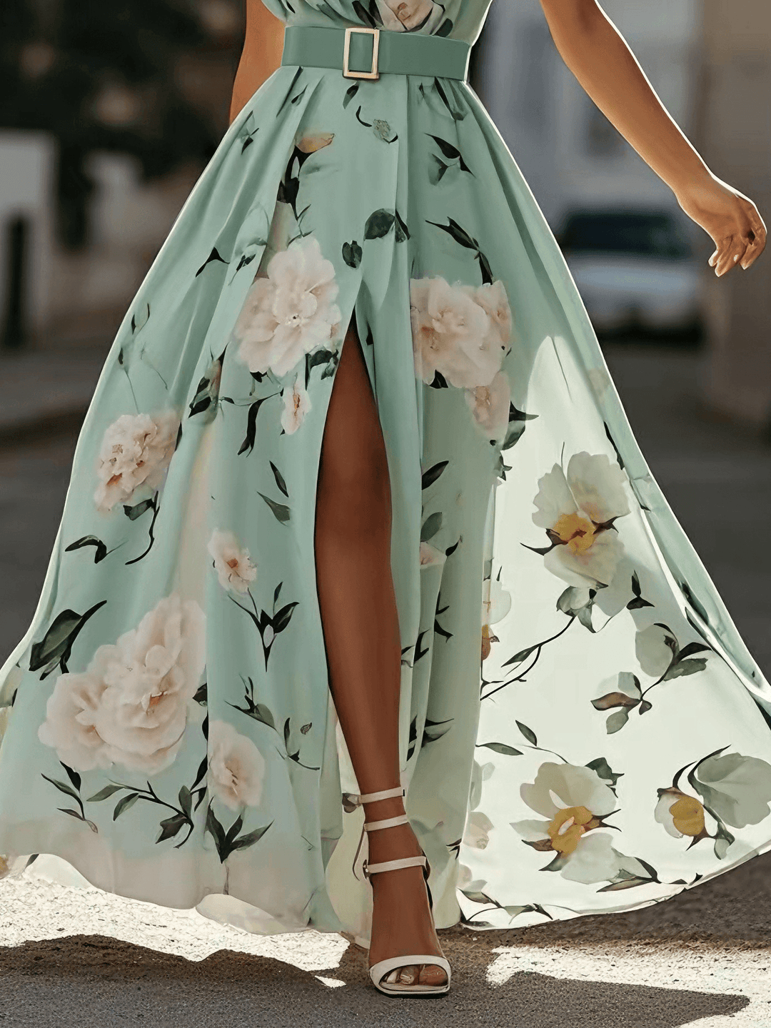 Julie | Abito Maxi Floreale con Spalla Scoperta