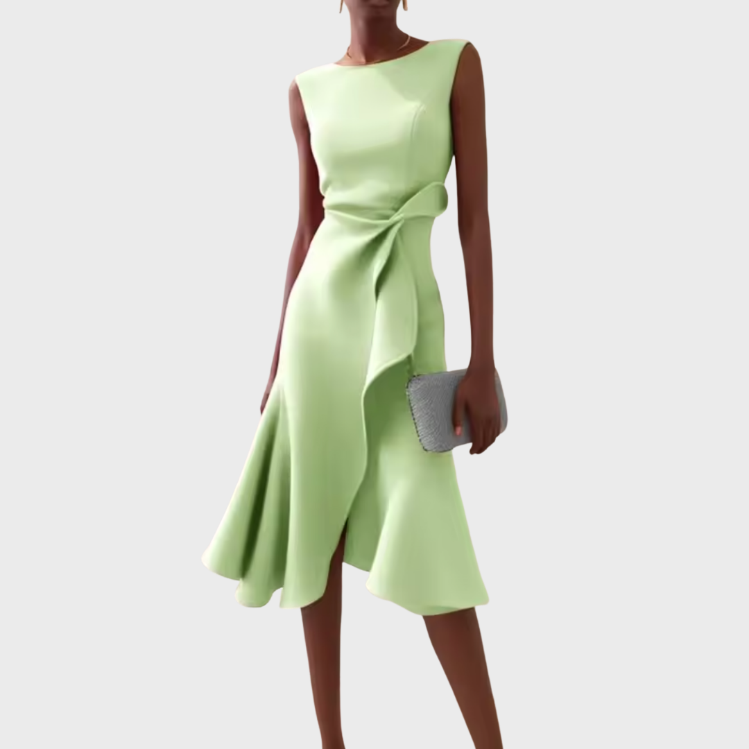 Sheila™ | Abito midi asimmetrico drappeggiato