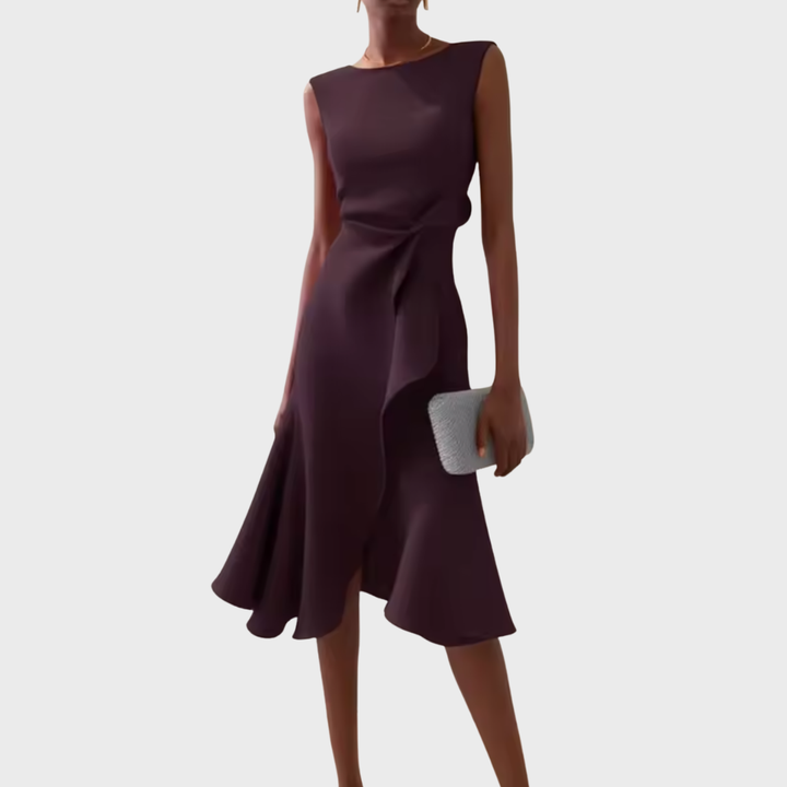 Sheila™ | Abito midi asimmetrico drappeggiato