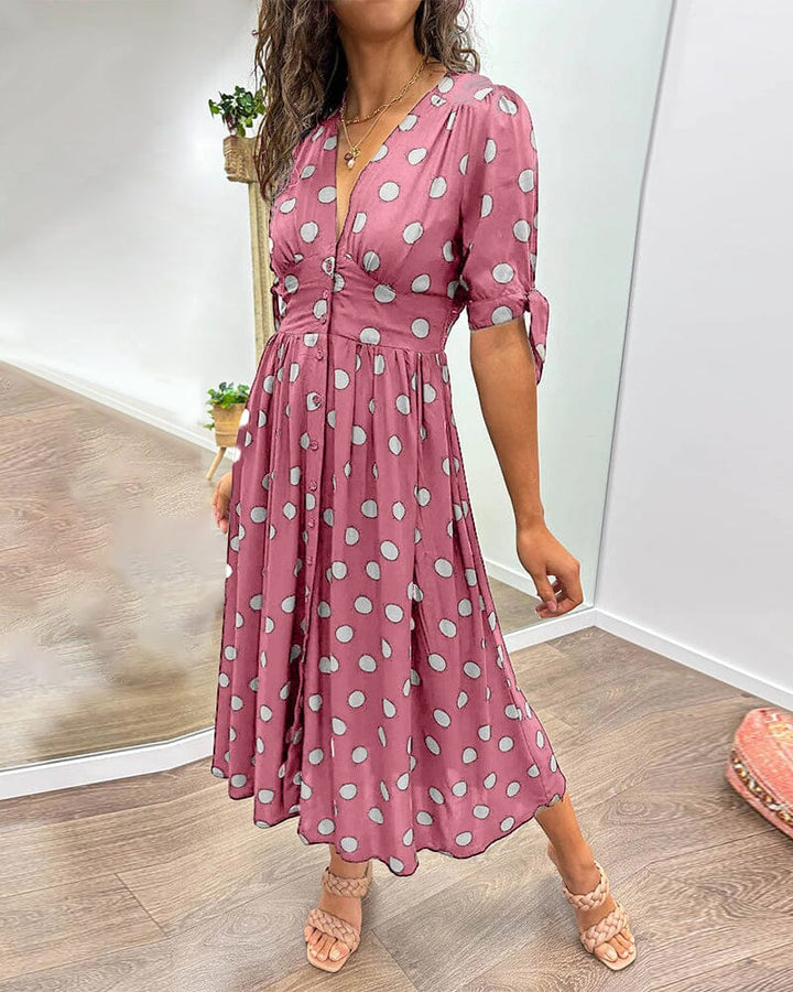 Bellamy™ | Abito a Pois con Scollo a V