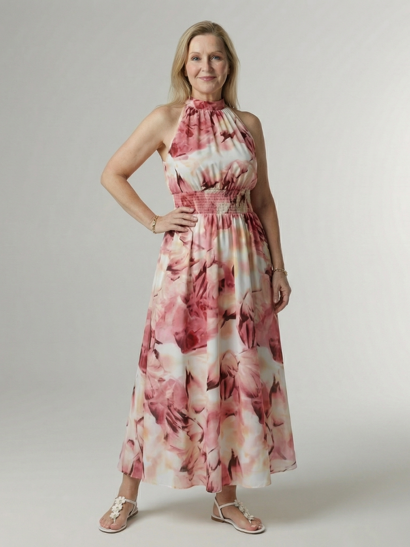Sylin | Abito Midi con Drappeggio e Collo all'Americana