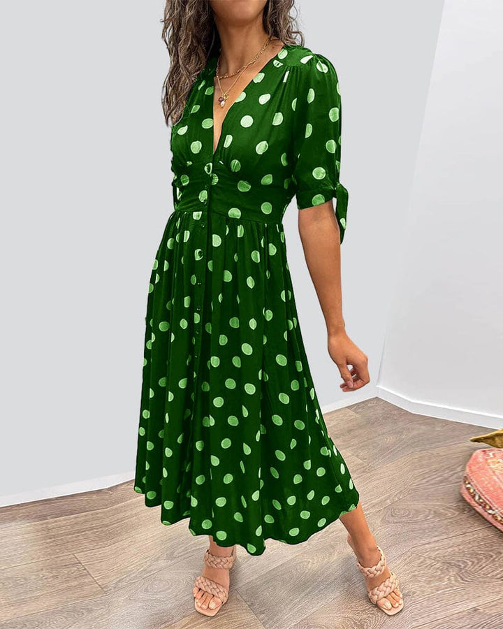 Bellamy™ | Abito a Pois con Scollo a V