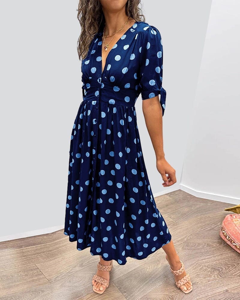 Bellamy™ | Abito a Pois con Scollo a V