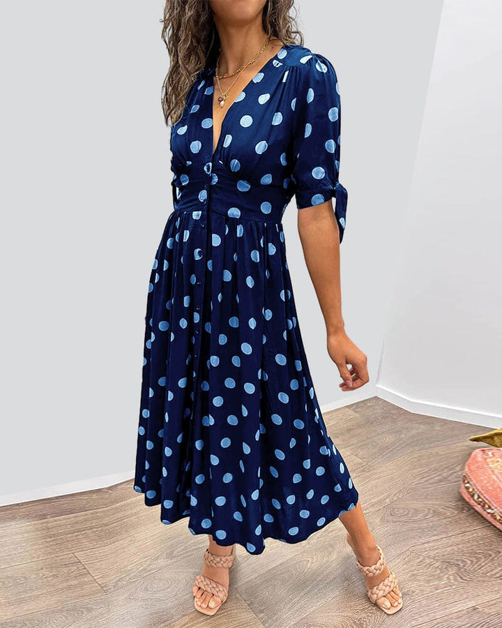 Bellamy™ | Abito a Pois con Scollo a V