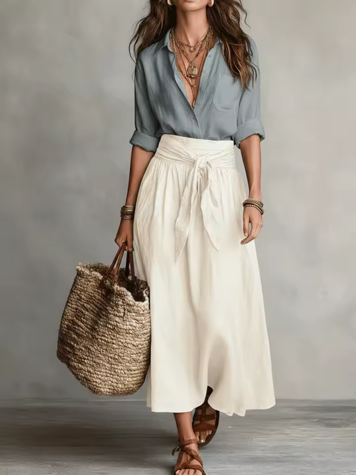 Elara™ | Coordinato Due Pezzi con Gonna Midi