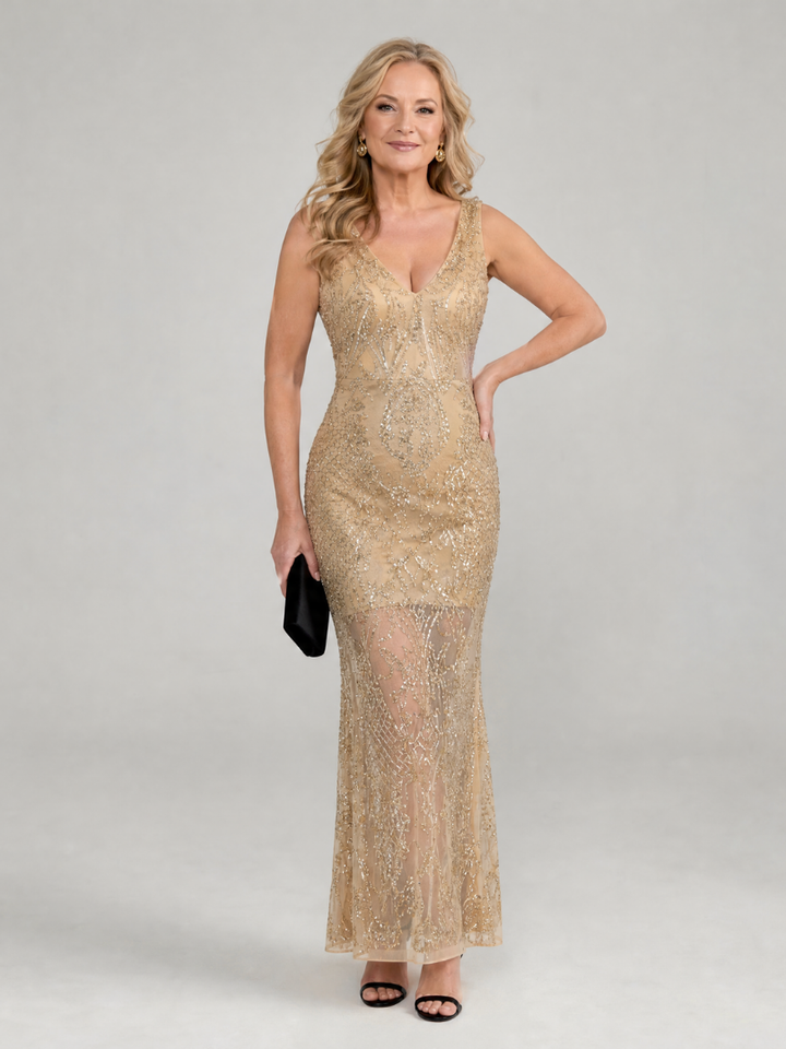 Sirea | Abito Midi Senza Maniche con Paillettes