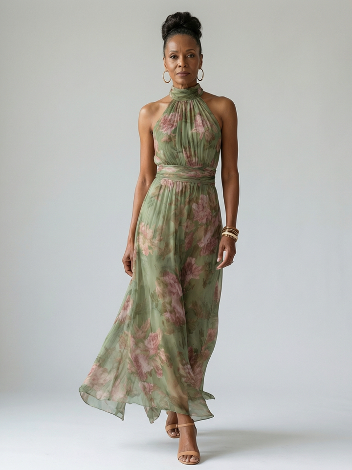 Mirelle | Abito Midi con Collo all'Americana e Vita Arricciata