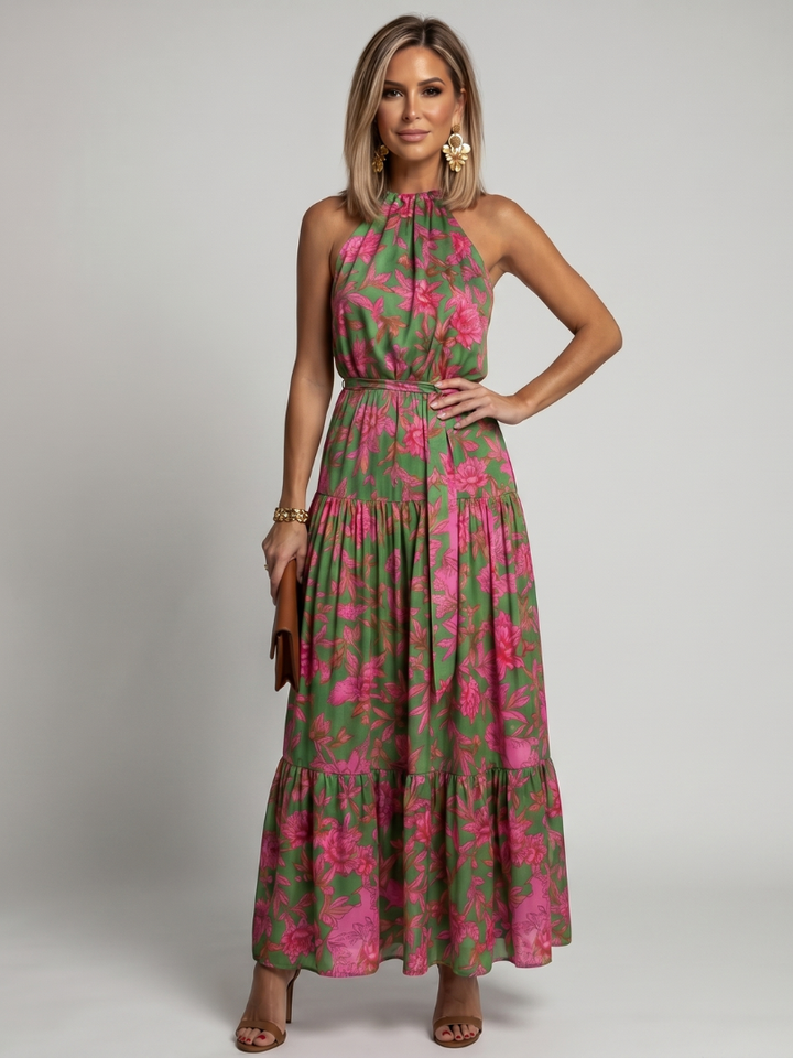 Rowen | Abito Midi con Drappeggio e Collo all'Americana
