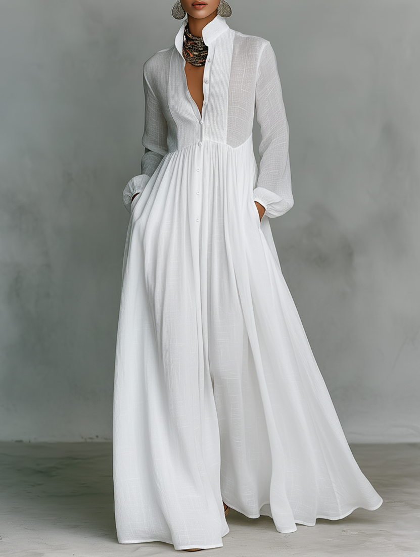 Selena | Maxi Abito con Bottoni Fluente
