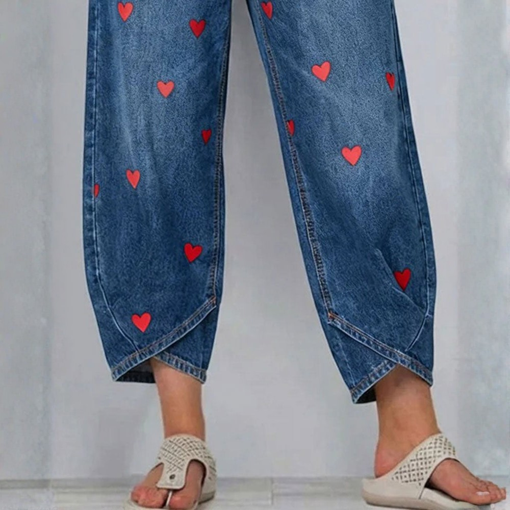 Romina™ | Jeans con Stampa a Cuori