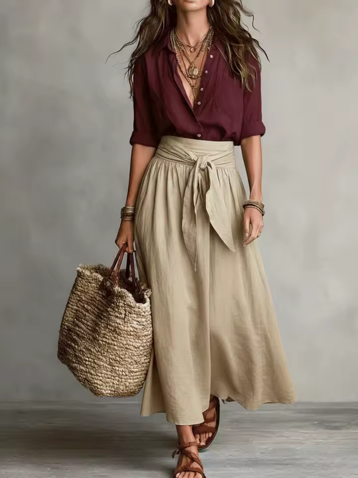 Elara™ | Coordinato Due Pezzi con Gonna Midi