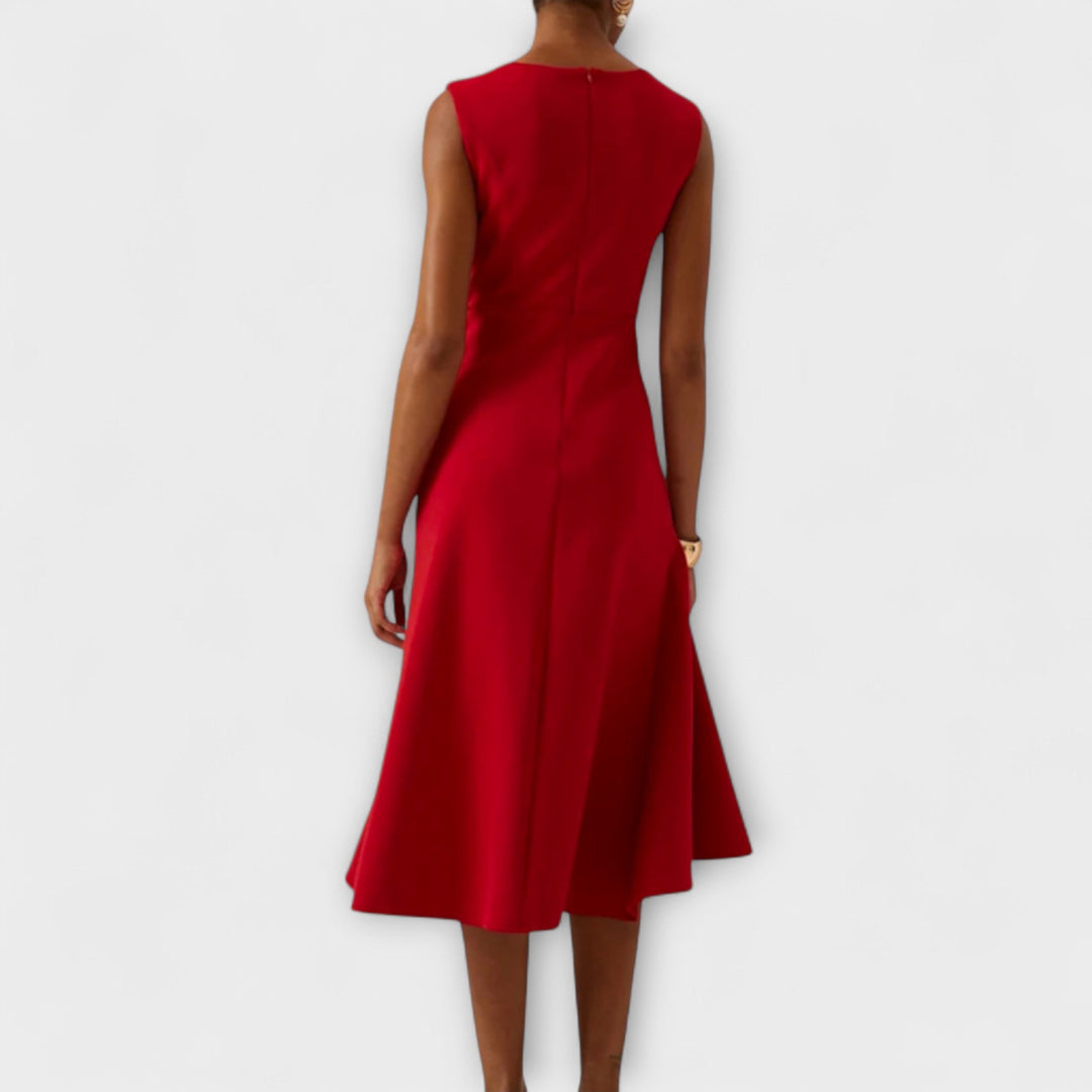 Sheila™ | Abito midi asimmetrico drappeggiato