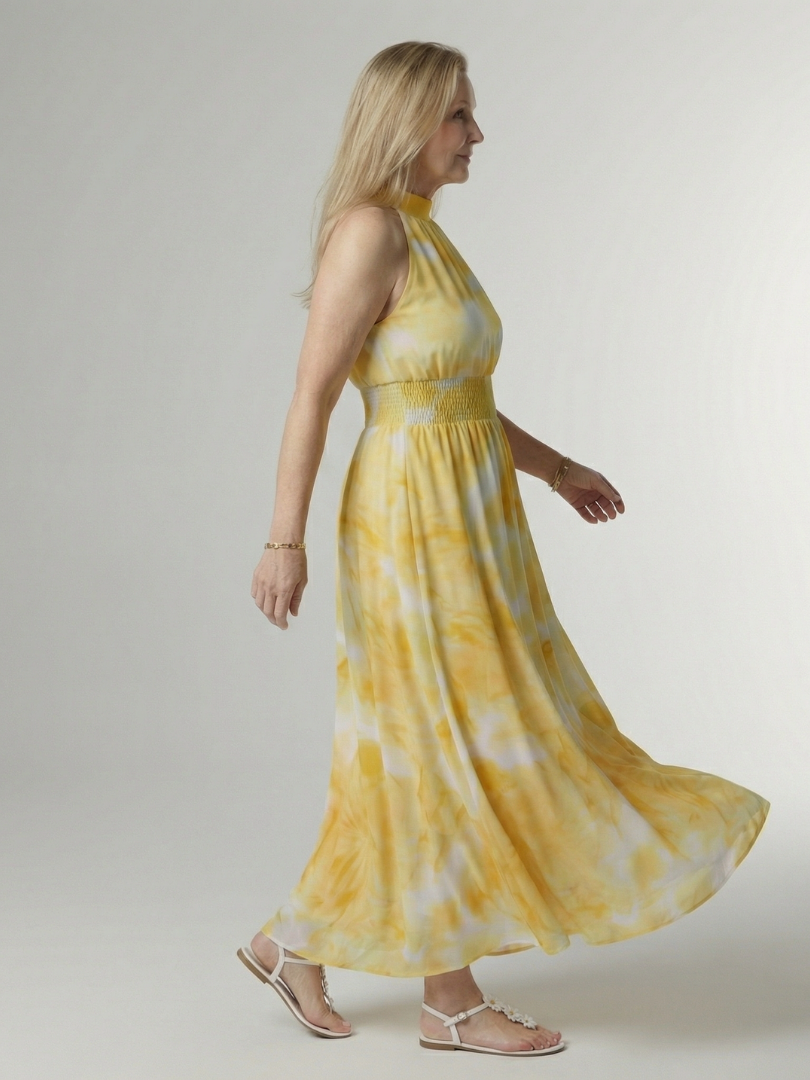 Sylin | Abito Midi con Drappeggio e Collo all'Americana