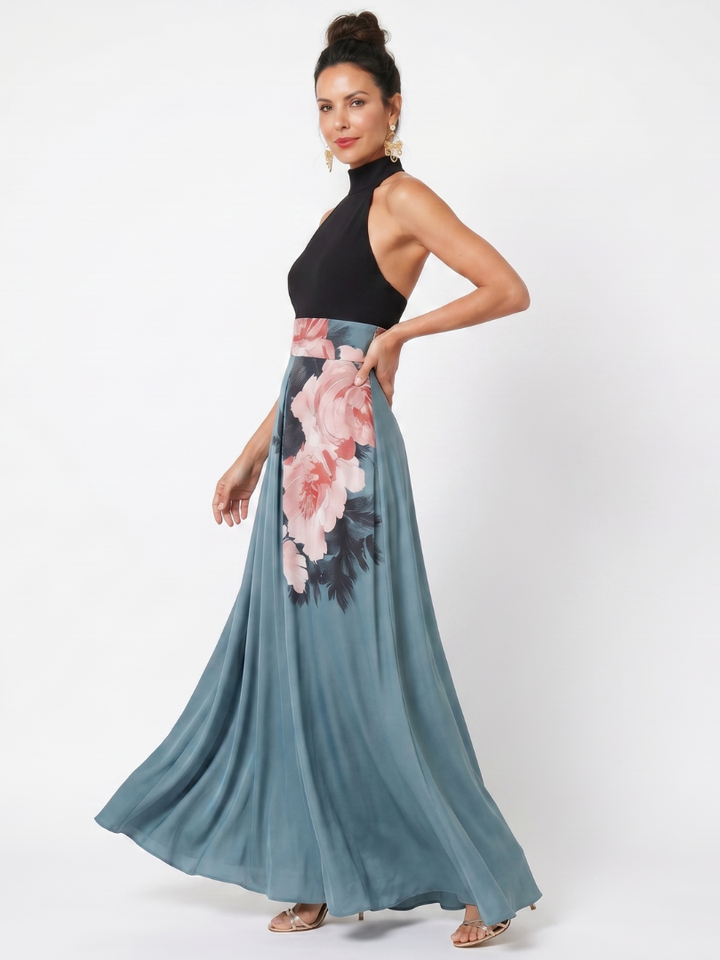 Olympas | Abito Maxi Floreale con Corpino all'Americana