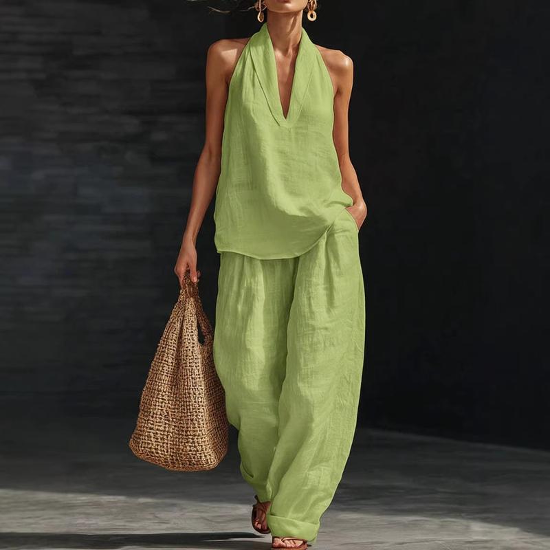 Ainhoa | Coordinato con Canotta e Pantaloni a Gamba Larga