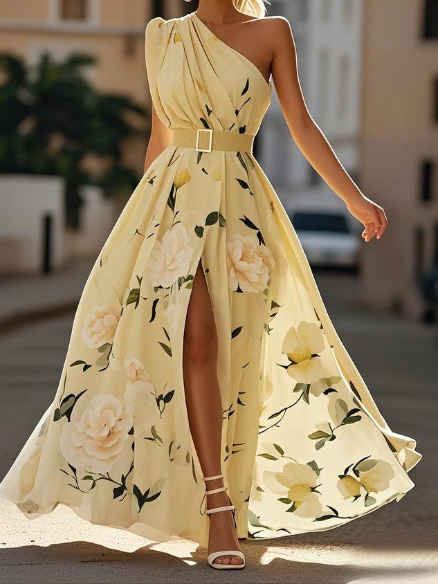 Julie | Abito Maxi Floreale con Spalla Scoperta