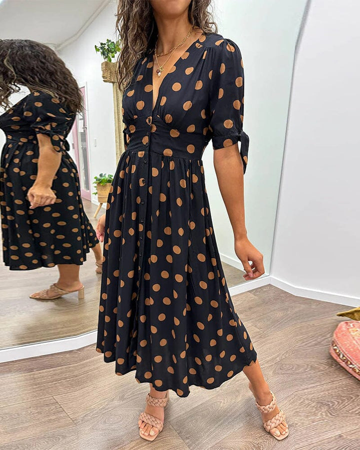 Bellamy™ | Abito a Pois con Scollo a V