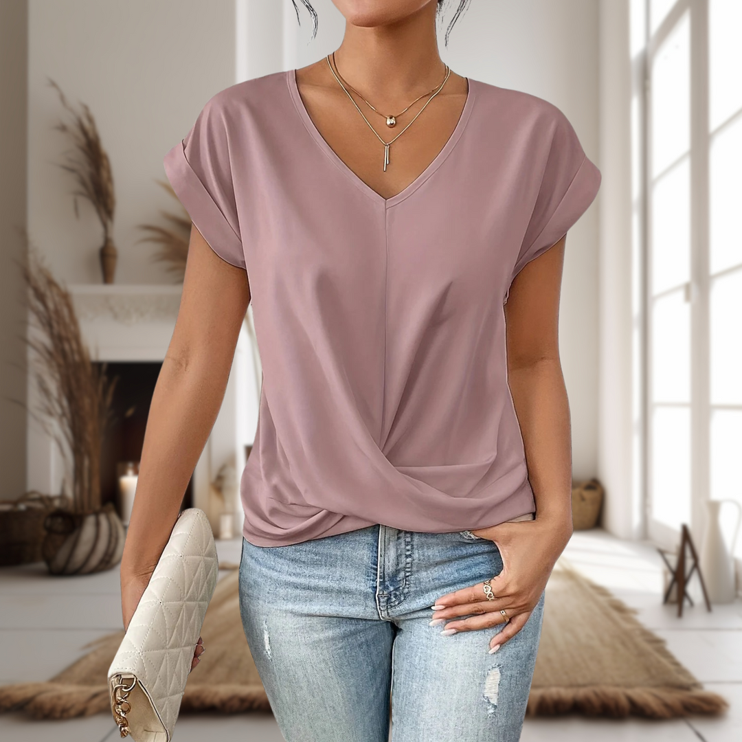Elle™ | T-Shirt Casual con Scollo a Cuore