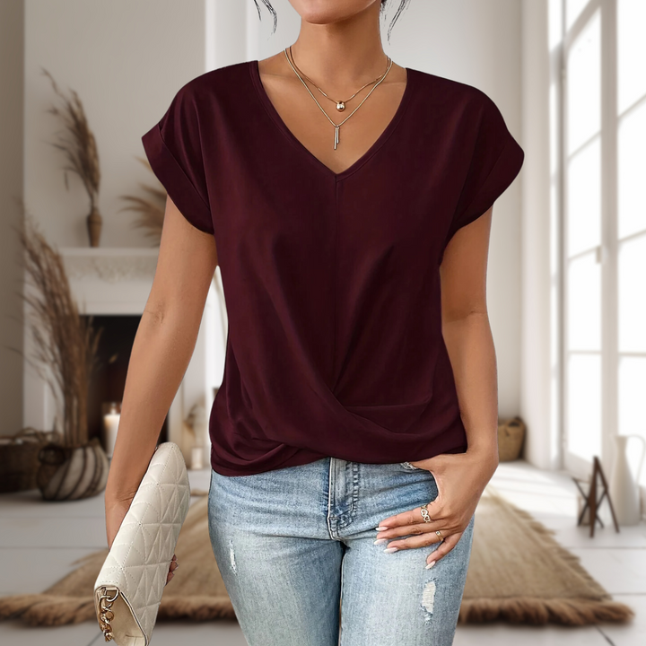 Elle™ | T-Shirt Casual con Scollo a Cuore