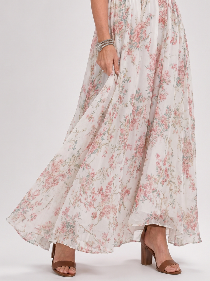 Guinevere | Abito Midi Floreale con Gonna Fluente
