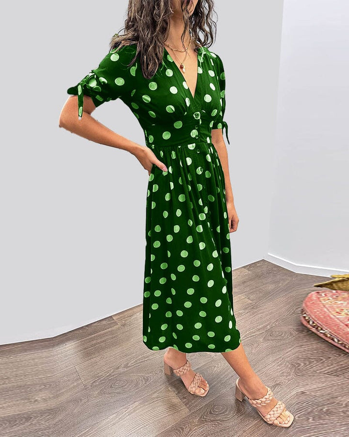 Bellamy™ | Abito a Pois con Scollo a V