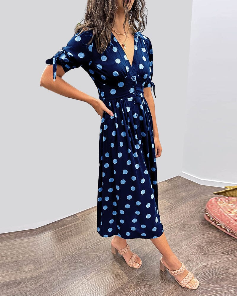 Bellamy™ | Abito a Pois con Scollo a V
