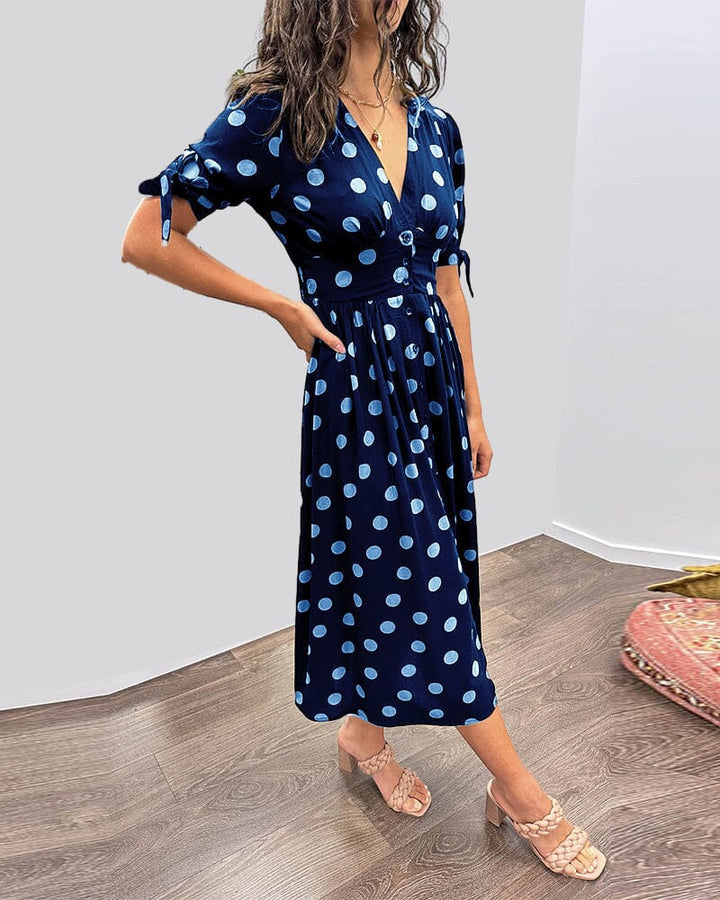 Bellamy™ | Abito a Pois con Scollo a V
