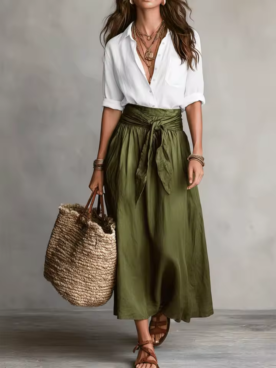Elara™ | Coordinato Due Pezzi con Gonna Midi