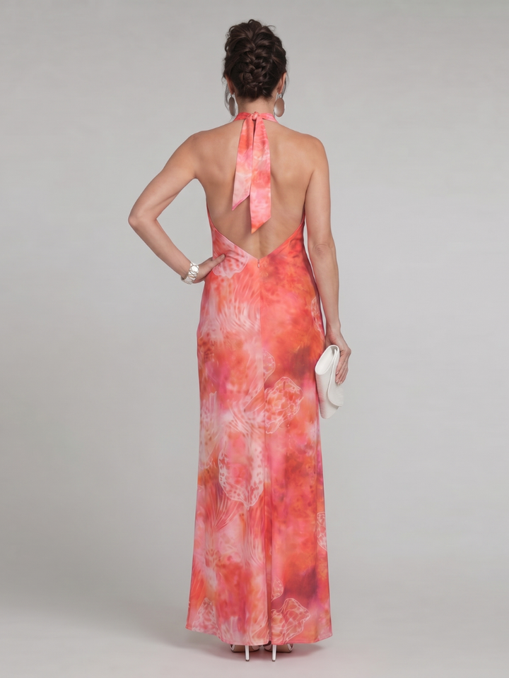 Coraline | Abito Maxi con Stampa e Collo all'Americana