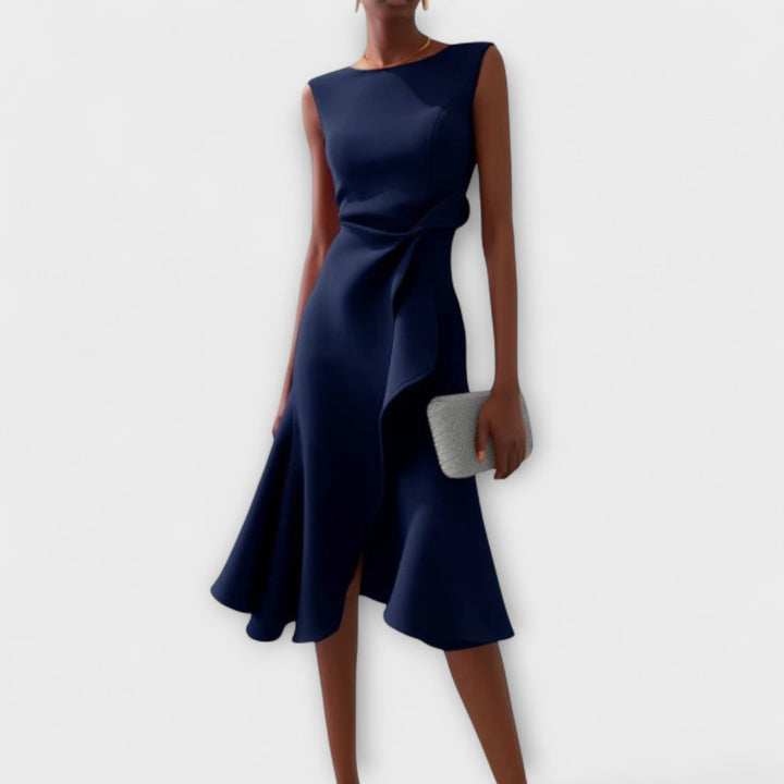Sheila™ | Abito midi asimmetrico drappeggiato