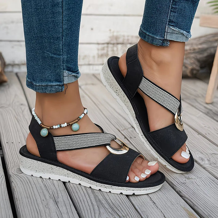 Marlenia | Sandali Bassi con Fibbia in Metallo