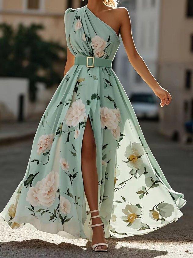 Julie | Abito Maxi Floreale con Spalla Scoperta