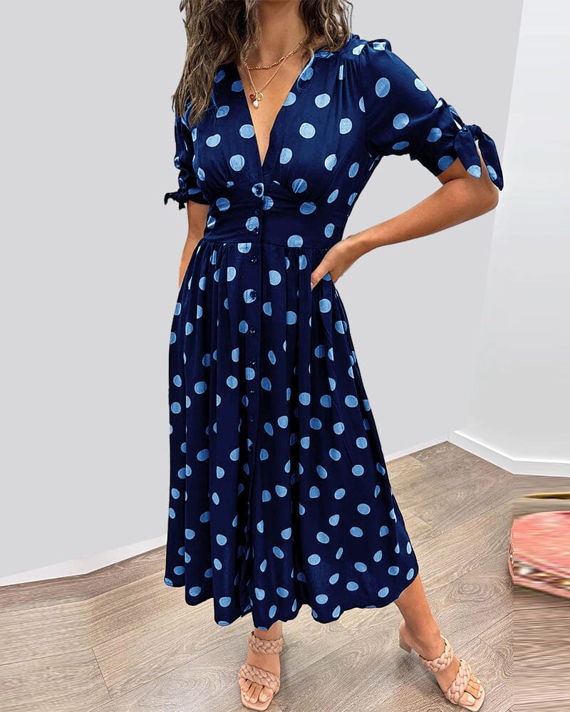 Bellamy™ | Abito a Pois con Scollo a V