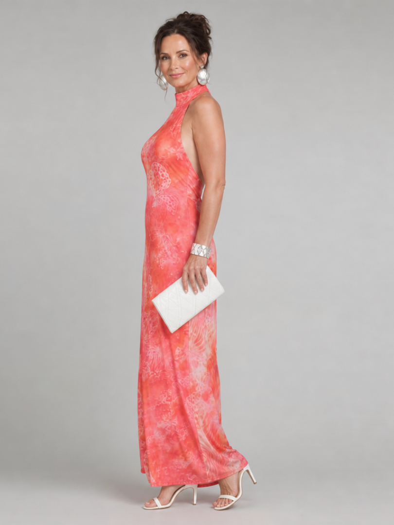 Coraline | Abito Maxi con Stampa e Collo all'Americana