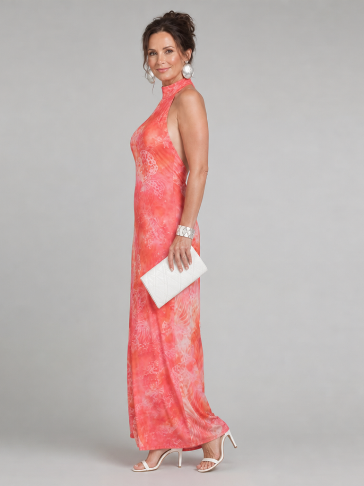 Coraline | Abito Maxi con Stampa e Collo all'Americana