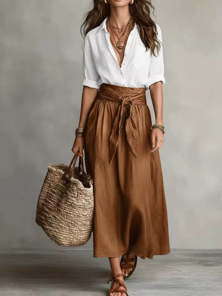 Elara™ | Coordinato Due Pezzi con Gonna Midi