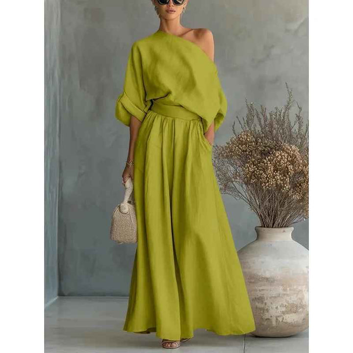 Lisa | Coordinato Top a Spalle Scoperte e Pantaloni Affusolati