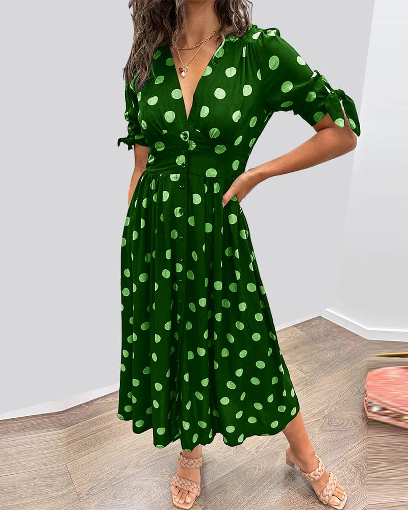 Bellamy™ | Abito a Pois con Scollo a V