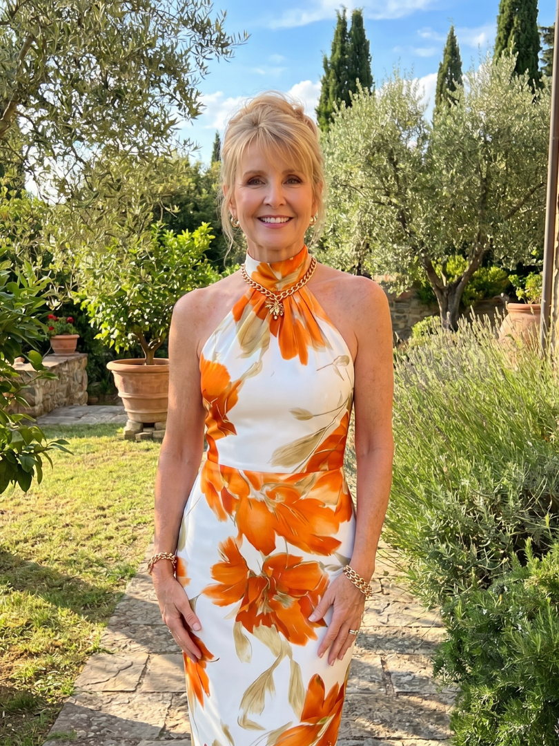 Zinnara | Abito Midi Floreale con Collo all'Americana
