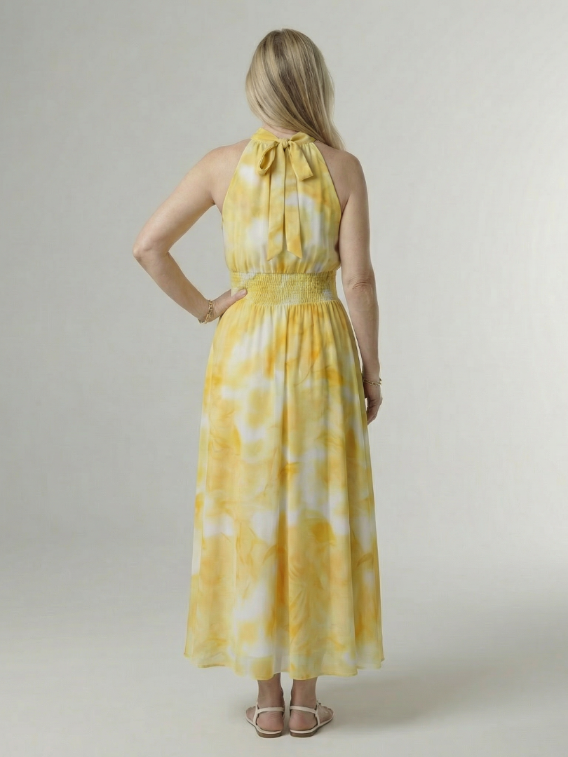 Sylin | Abito Midi con Drappeggio e Collo all'Americana