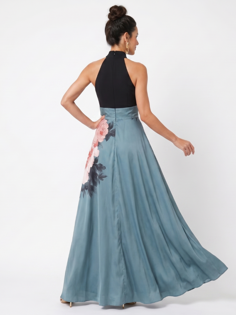 Olympas | Abito Maxi Floreale con Corpino all'Americana