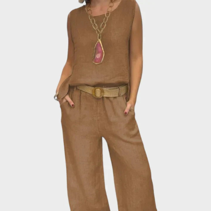 Paloma | Coordinato Bohémien Top Senza Maniche e Pantaloni Crop