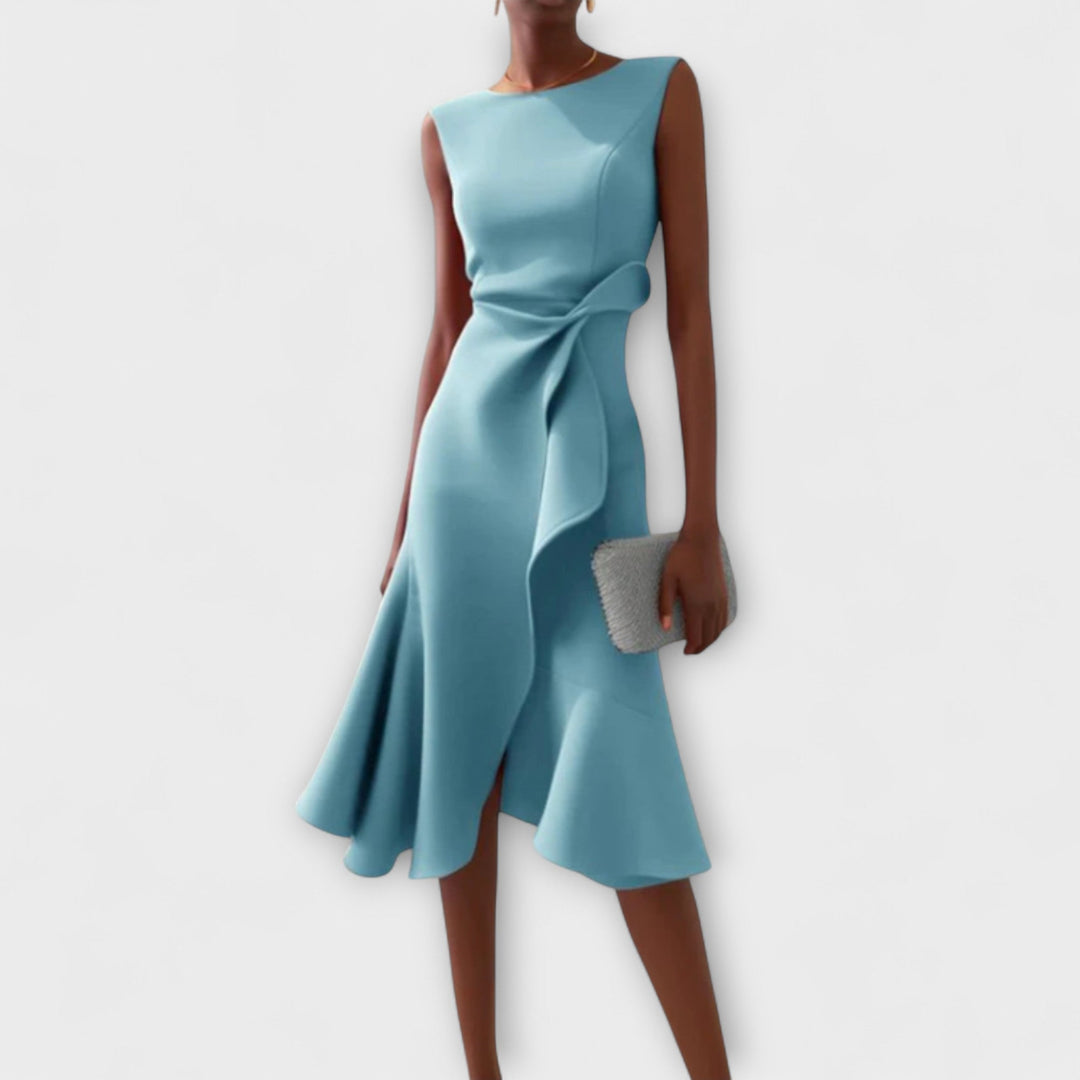 Sheila™ | Abito midi asimmetrico drappeggiato