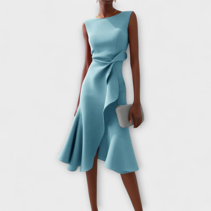 Sheila™ | Abito midi asimmetrico drappeggiato