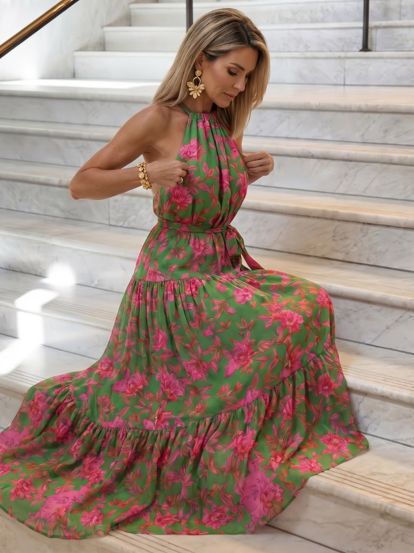 Rowen | Abito Midi con Drappeggio e Collo all'Americana