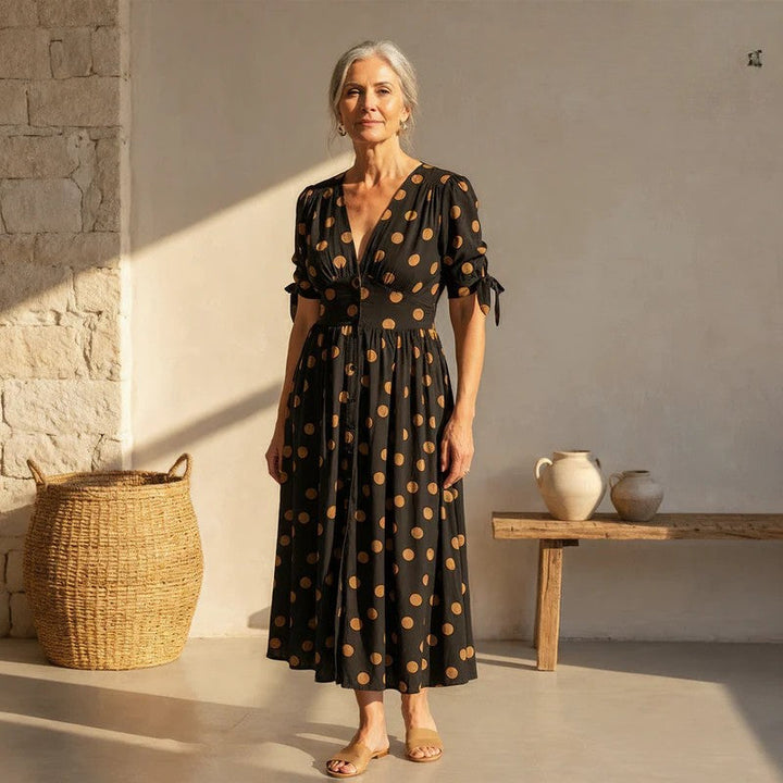Bellamy™ | Abito a Pois con Scollo a V