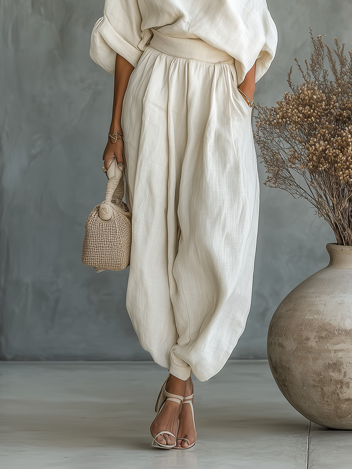 Lisa | Coordinato Top a Spalle Scoperte e Pantaloni Affusolati